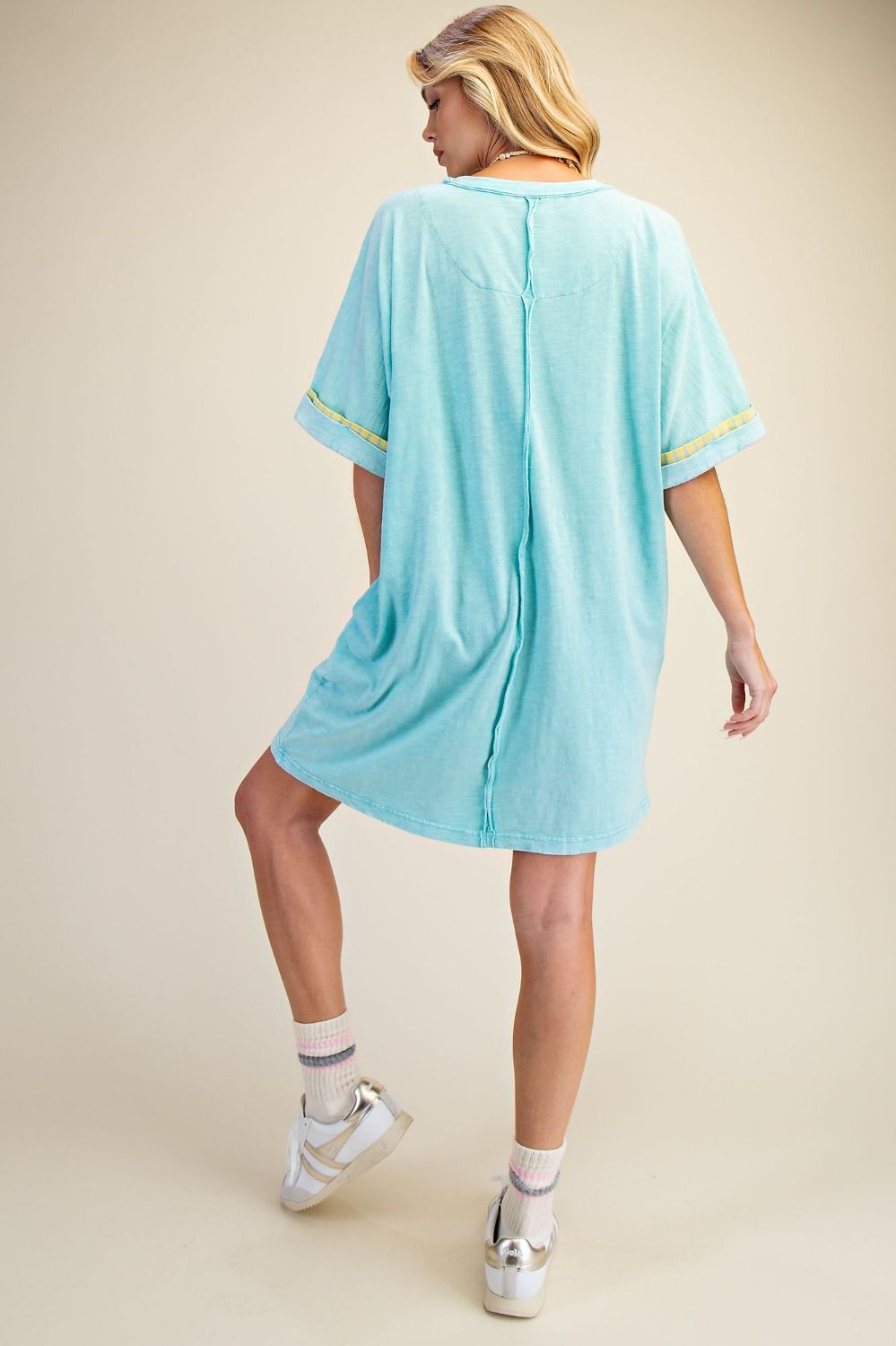 Easel FLORAL PATCH FRONT WASHED COTTON DRESS
