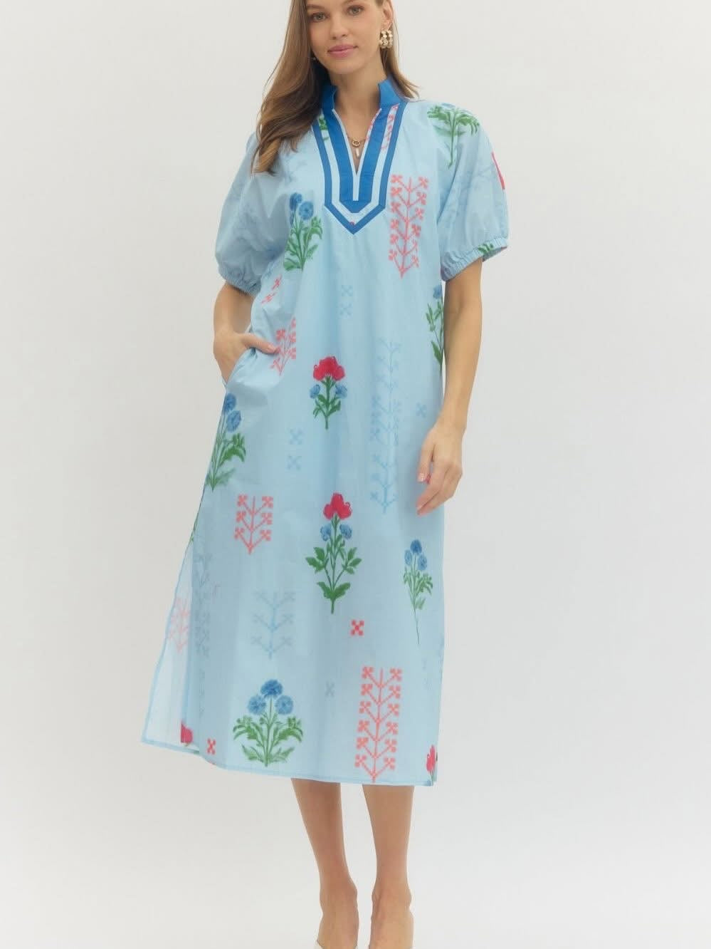 Entro floral collared midi dress