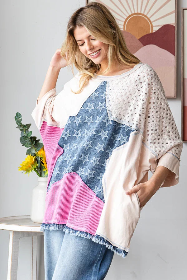 Oli and Hali denim patch star top
