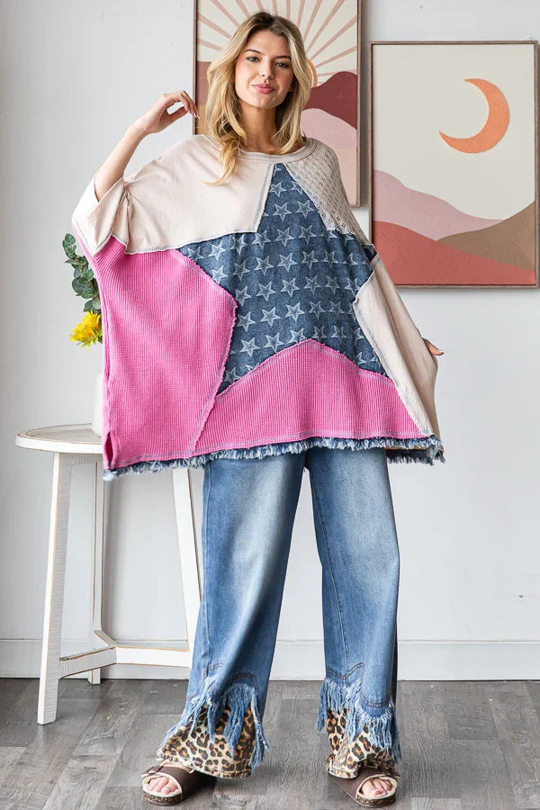 Oli and Hali denim patch star top
