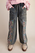EASEL JACQUARD PRINT MIX WASHED TWILL PANTS
