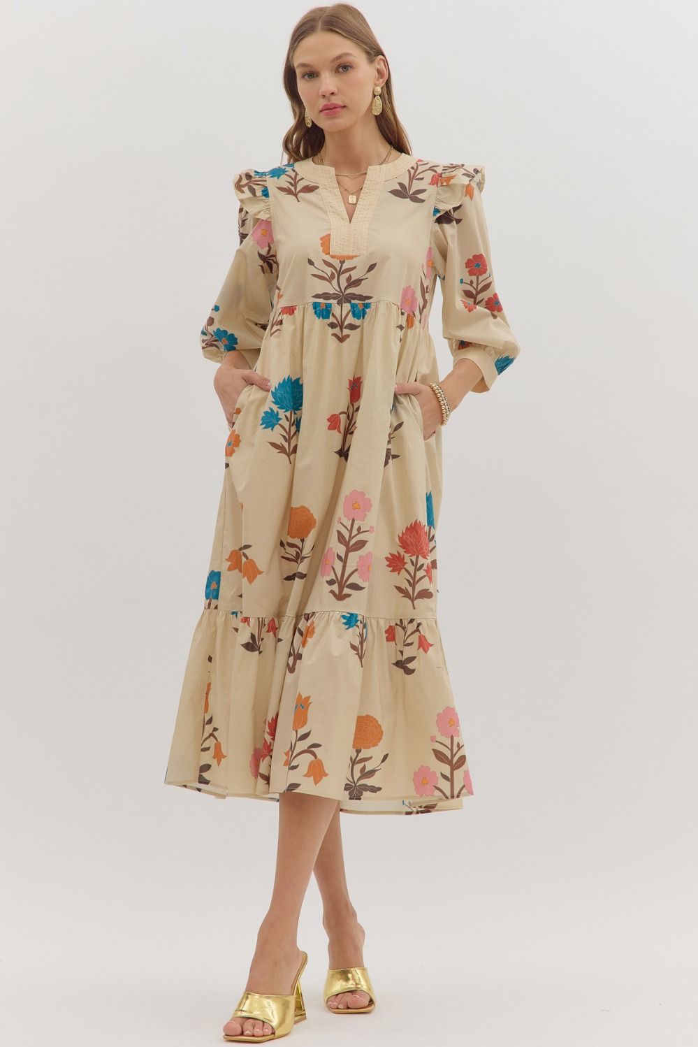 Entro floral print midi dress