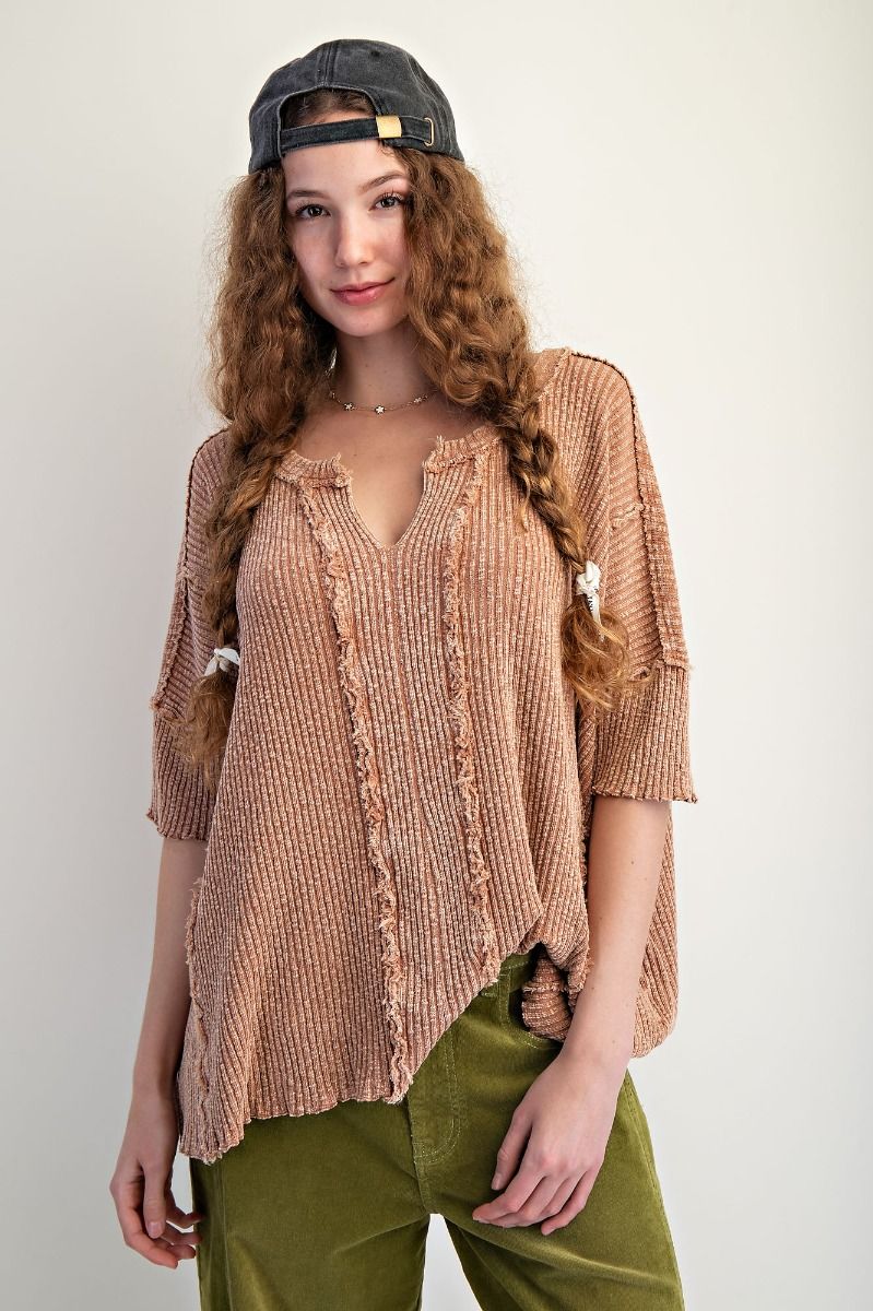 Easel waffle knit tops