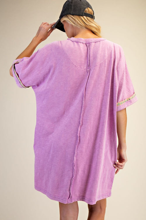 Easel FLORAL PATCH FRONT WASHED COTTON DRESS
