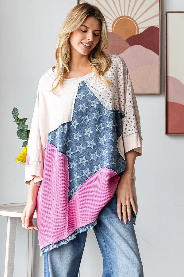 Oli and Hali denim patch star top