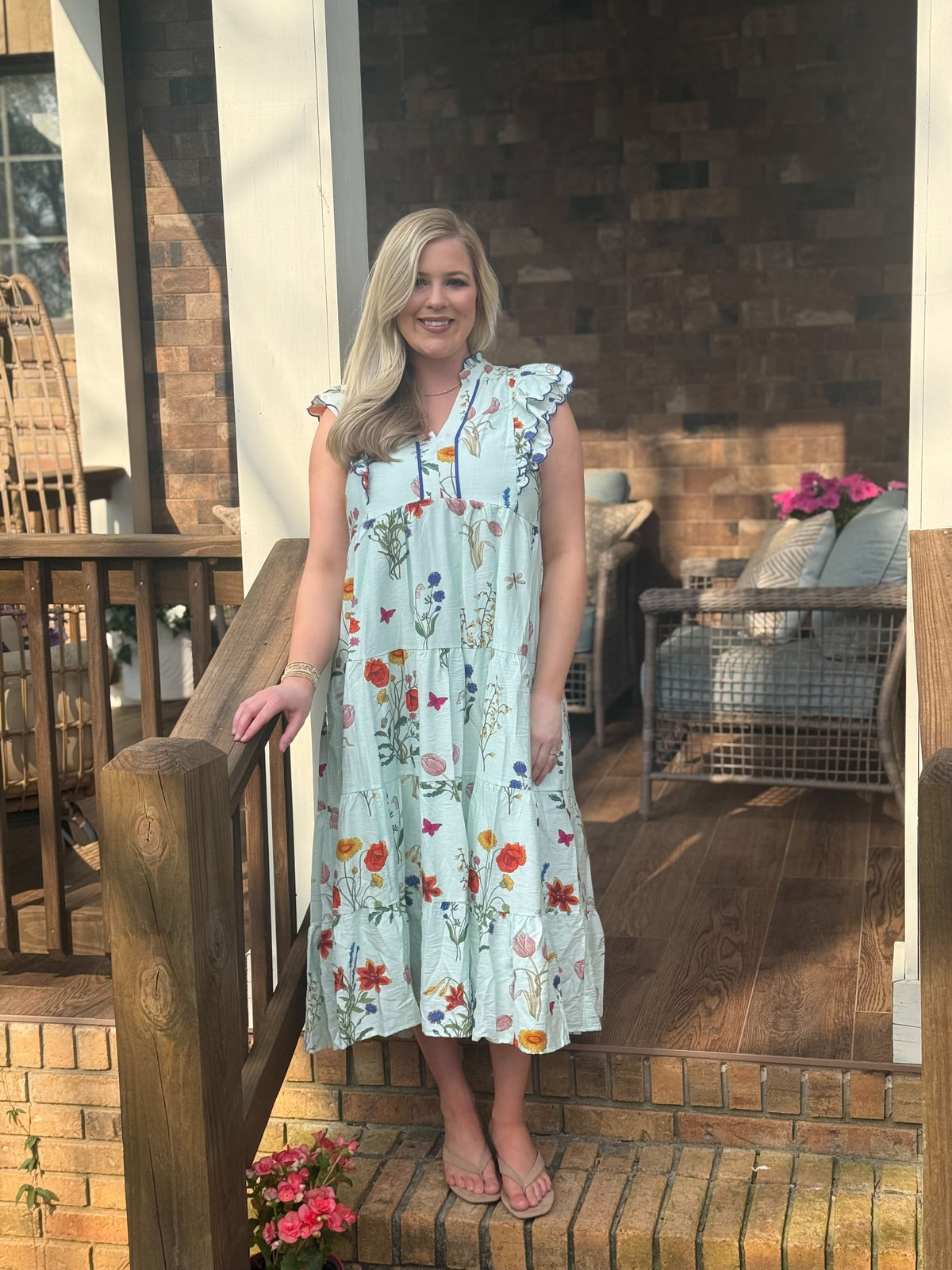 Umgee Mint floral midi dress