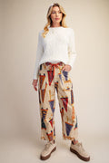 EASEL FLAG PRINTED STRETCH BABY CORDUROY BARREL PANTS