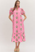 Entro bubblegum pink embroidered midi
